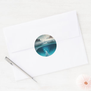 Icy Mountain View Classic Round Sticker