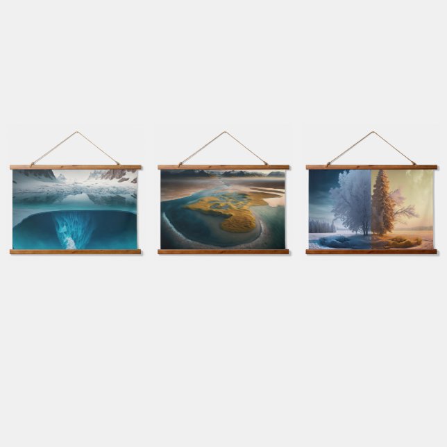 Icy Mountain View Hanging Tapestry (Triple)