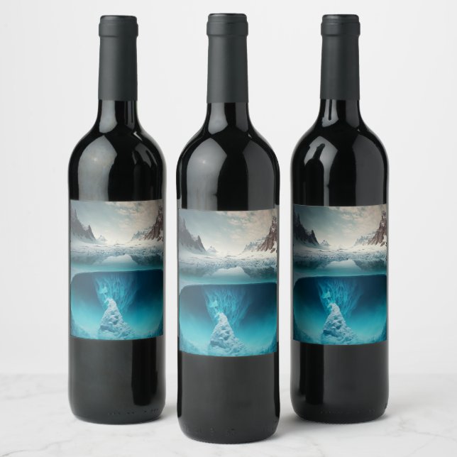 Icy Mountain View Wine Label (Bottles)