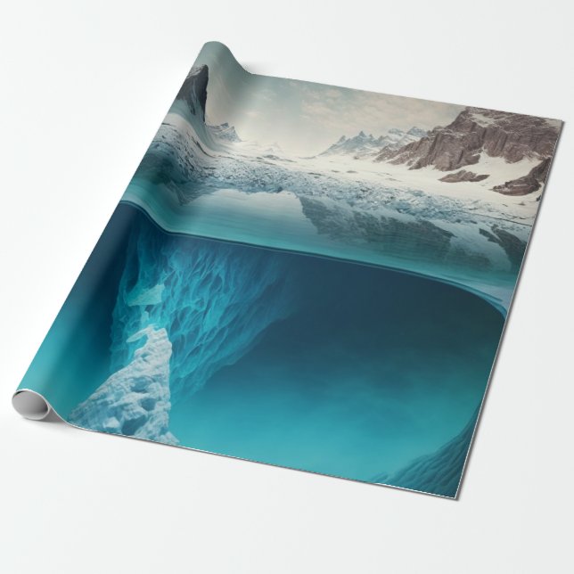 Icy Mountain View Wrapping Paper (Unrolled)