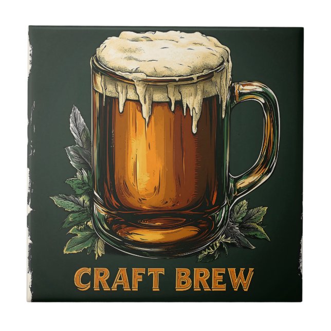 Icy Mug of Craft Brew Illustration Tile (Front)