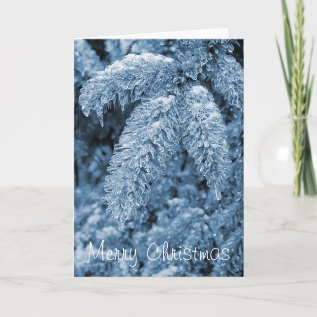 Icy Pine Merry Christmas Card (Front)