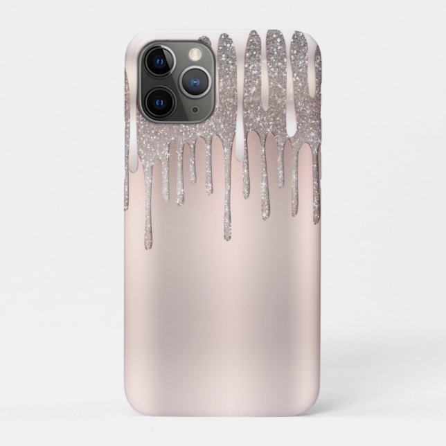 Icy Pink Rose Gold Diamond Glitter Sparkle Drip Case-Mate iPhone Case (Back)