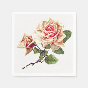 Icy Pink Vintage Inspired Rose Napkin