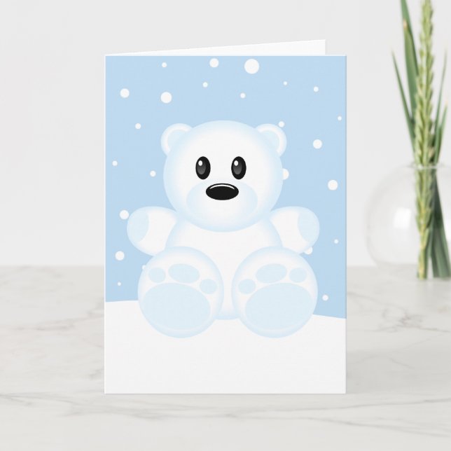 Icy Polar Bear Holiday Card (Front)