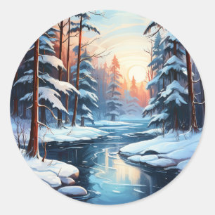 Icy Pond & Pines Christmas Sticker