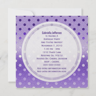 Icy Purple Sparkle: Polka-dots: Party Invitation