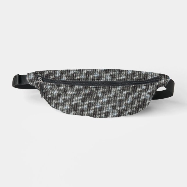 Icy slate geometric woven abstract pattern 1275 bum bags (Front)