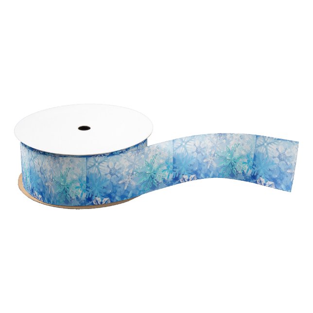 Icy Snow Flakes Grosgrain Ribbon (Spool)