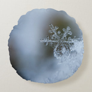 Icy Snowflake Round Cushion