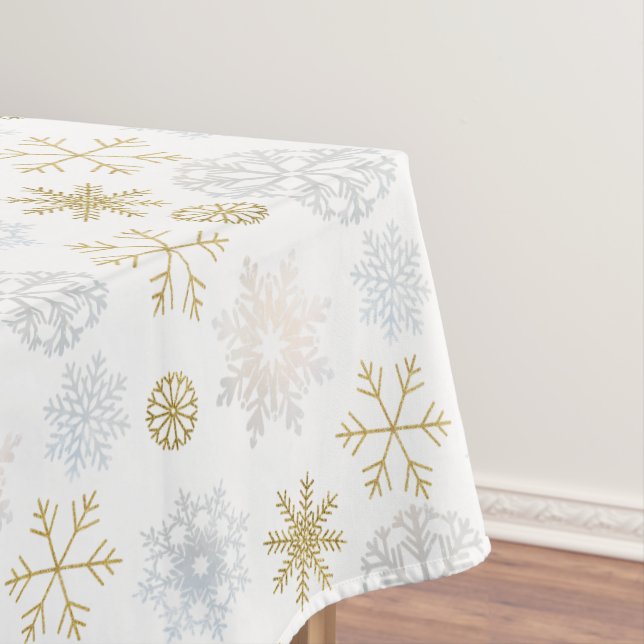 Icy Snowflake Winter Baby Shower Tablecloth (In Situ)