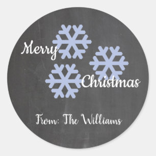 Icy Snowflakes Chalkboard Classic Round Sticker