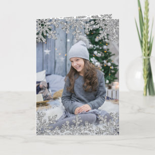 Icy Snowflakes Custom Photo Holiday Card