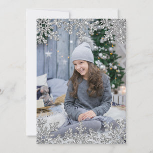 Icy Snowflakes Custom Photo Holiday Card