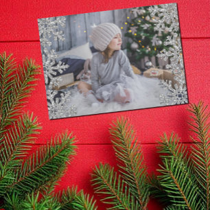 Icy Snowflakes Custom Photo Holiday Card