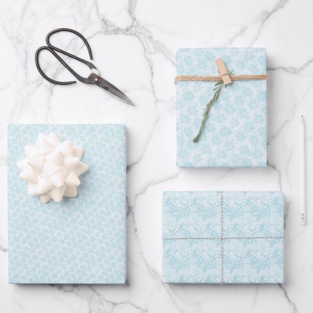 Icy Snowflakes Wrapping Paper Sheet (Front)