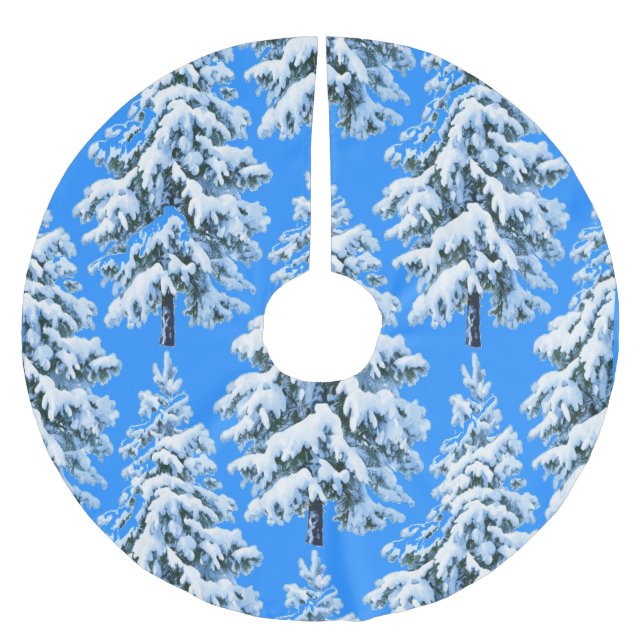 Icy Tree Dreams Snowy Forest Brushed Polyester Tree Skirt (Front)