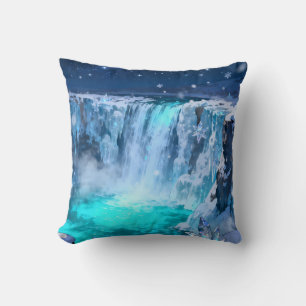 Icy Waterfall Throw Pillow