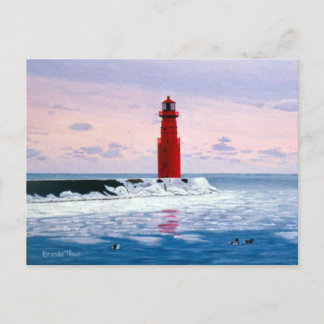 Icy Waters Lighthouse Postcard