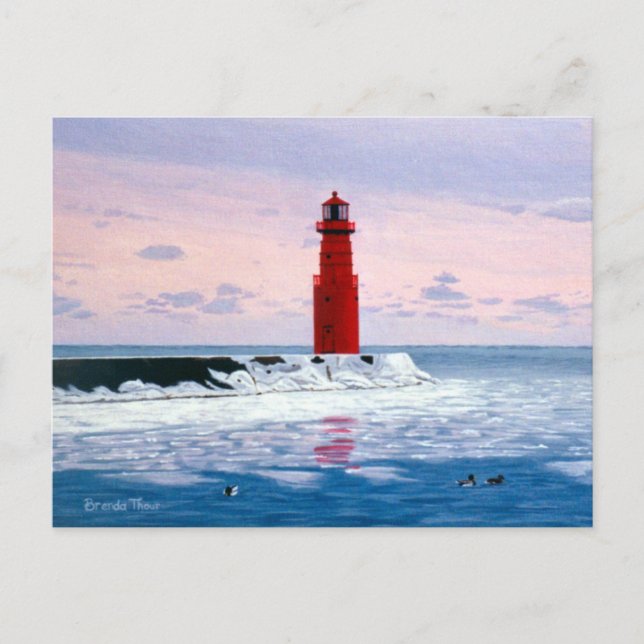 Icy Waters Lighthouse Postcard (Front)