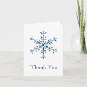 Icy Winter Snowflake Thank You Card