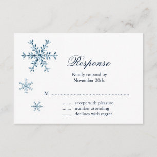 Icy Winter Snowflake Wedding RSVP Card
