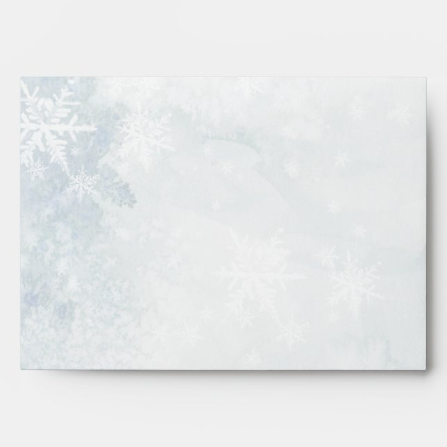 Icy Winter White Snowflake Holiday A7 Envelope (Front)