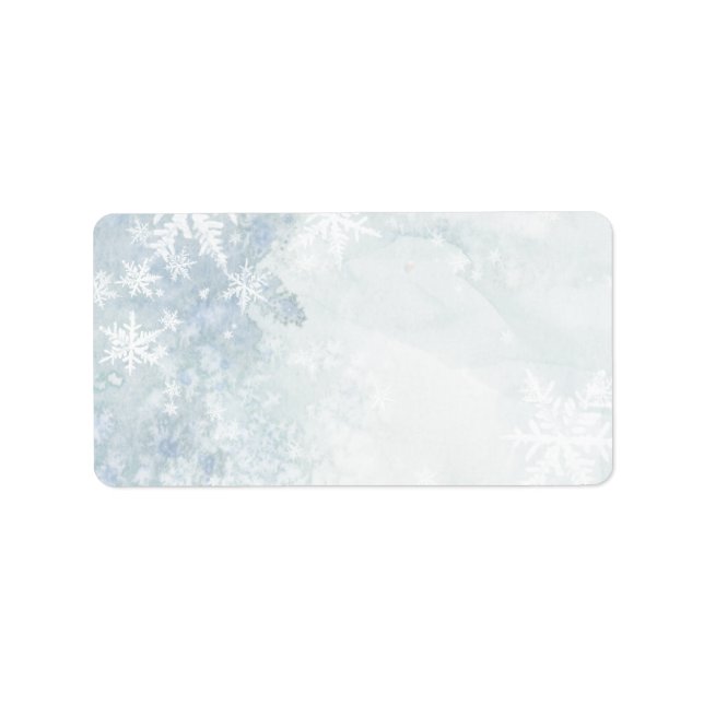 Icy Winter White Snowflake Mailing Address Label (Front)