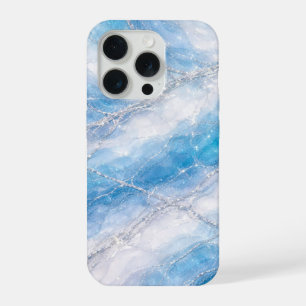 Icy Winter Wonderland Marble with Silver Veining iPhone 15 Pro Case