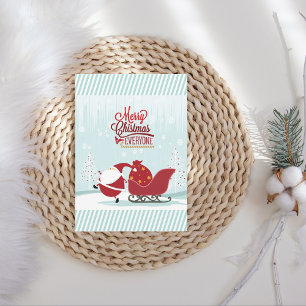Icy Wonderland Santa And Sleigh Holiday Card
