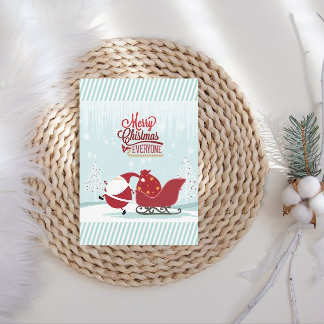 Icy Wonderland Santa And Sleigh Holiday Card (Creator Uploaded)