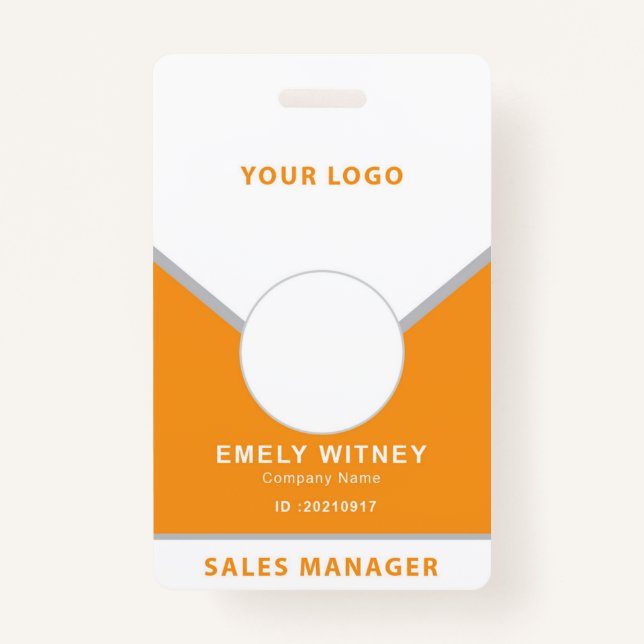 ID Badge Simple Logo Template Employee Photo (Front)