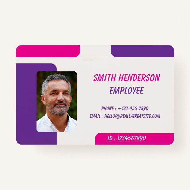 ID Card Badge | Minimal Business Employee Photo ID Badge (Front)