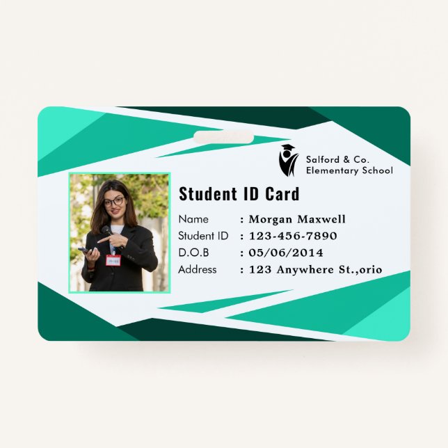 ID Card Badge Modern Business Student Photo ID Badge (Front)