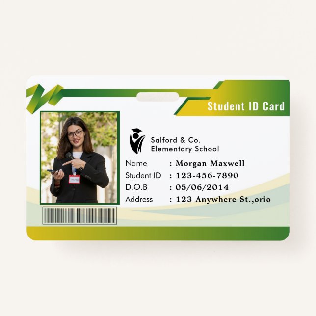 ID Card Badge Modern Business Student Photo ID Badge (Front)