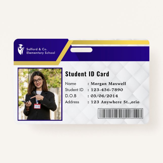ID Card Badge Modern Business Student Photo ID Badge (Front)