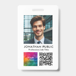 ID Card Employee Photo Company Logo QR Code Badge
