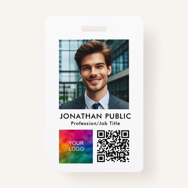 ID Card Employee Photo Company Logo QR Code ID Badge (Front)