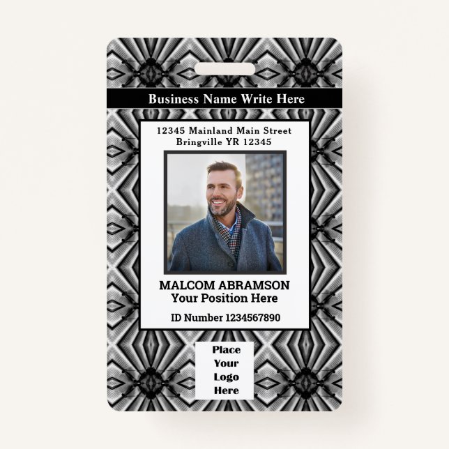 ID Card Employee Photo Name Logo Bar Custom ID Badge (Front)
