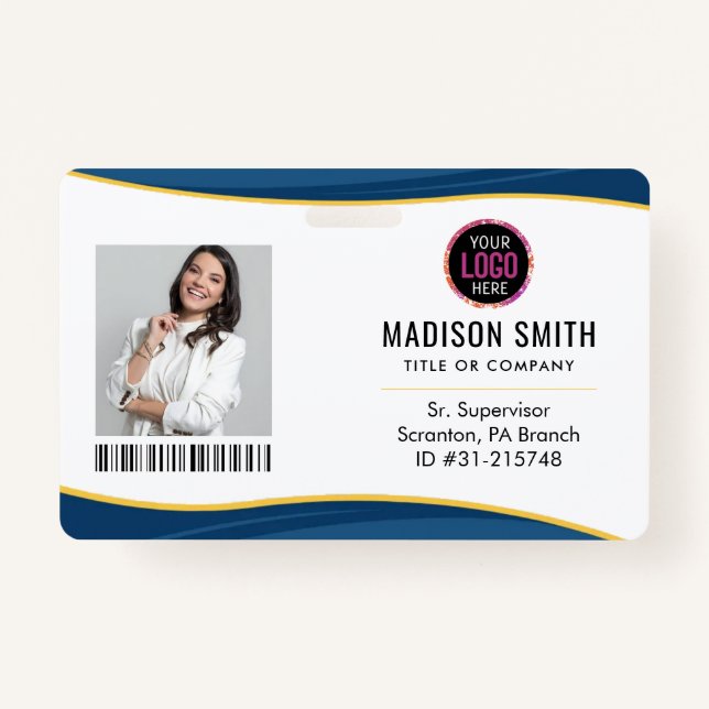  ID Card | Modern Minimalist Company Employee ID Badge (Front)