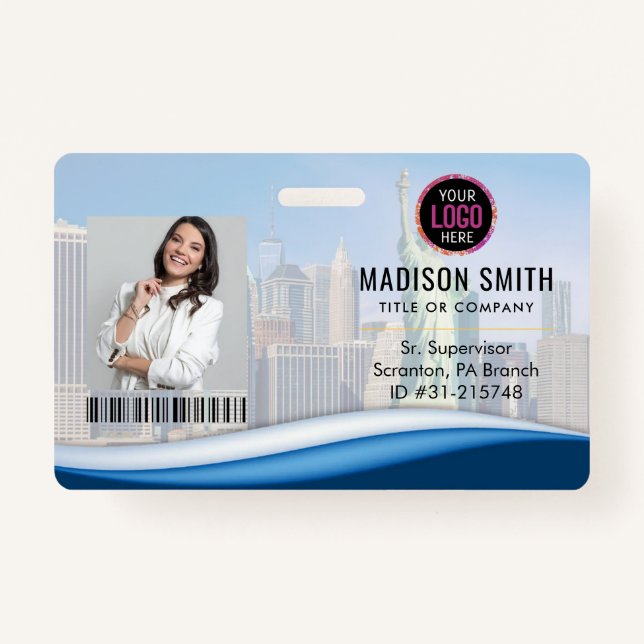  ID Card | Modern Minimalist Company Employee ID Badge (Front)