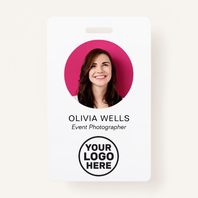 ID Card | Simple Modern  Photo Logo QR Badge ID Badge (Front)