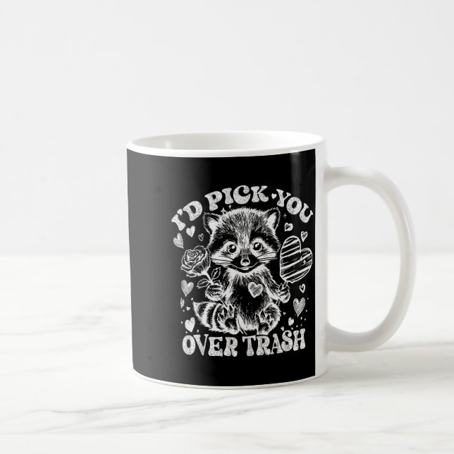 I'd Ck You Over Trash Funny Raccoon Retro Valentin Coffee Mug (Right)