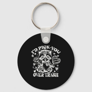 I'd Ck You Over Trash Funny Raccoon Retro Valentin Key Ring