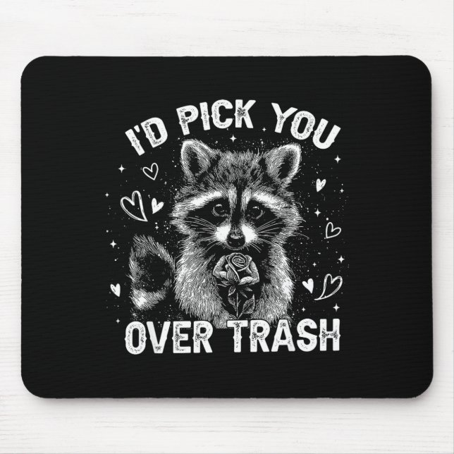 I'd Ck You Over Trash Funny Raccoon Retro Valentin Mouse Mat (Front)