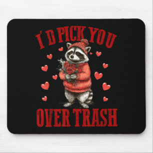 I'd Ck You Over Trash Funny Raccoon Retro Valentin Mouse Mat