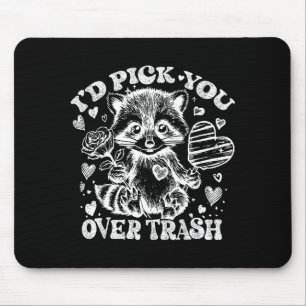 I'd Ck You Over Trash Funny Raccoon Retro Valentin Mouse Mat