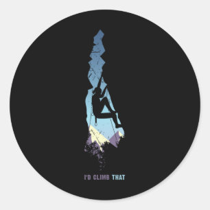 Id Climb That Shirt, Mountain Climber Gift Rock Cl Classic Round Sticker