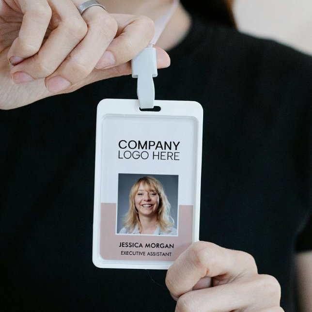 ID CORPORATE LOGO EMPLOYEE PHOTO BLUSH PINK ID BADGE (Creator Uploaded)