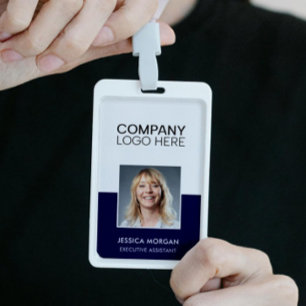 ID CORPORATE LOGO EMPLOYEE PHOTO DARK BLUE NAVY ID BADGE
